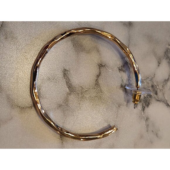 Gloria Vanderbilt Gold-Tone Textured Hoop Earrings - Picture 4 of 5